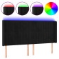 Testiera a LED Nera 203x16x118/128 cm in Velluto Testiera a LED Nera 203x16x118/128 cm in Velluto