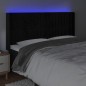 Testiera a LED Nera 203x16x118/128 cm in Velluto Testiera a LED Nera 203x16x118/128 cm in Velluto