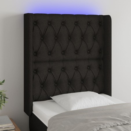 vidaXL Testiera a LED Nera 83x16x118/128 cm in Tessuto