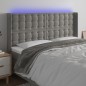 Testiera a LED Grigio Chiaro 183x16x118/128 cm in Velluto Testiera a LED Grigio Chiaro 183x16x118/128 cm in Velluto