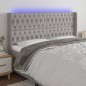 Testiera a LED Grigio Chiaro 203x16x118/128 cm in Tessuto Testiera a LED Grigio Chiaro 203x16x118/128 cm in Tessuto