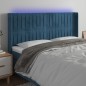 Testiera a LED Blu Scuro 203x16x118/128 cm in Velluto Testiera a LED Blu Scuro 203x16x118/128 cm in Velluto