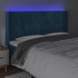 Testiera a LED Blu Scuro 203x16x118/128 cm in Velluto Testiera a LED Blu Scuro 203x16x118/128 cm in Velluto