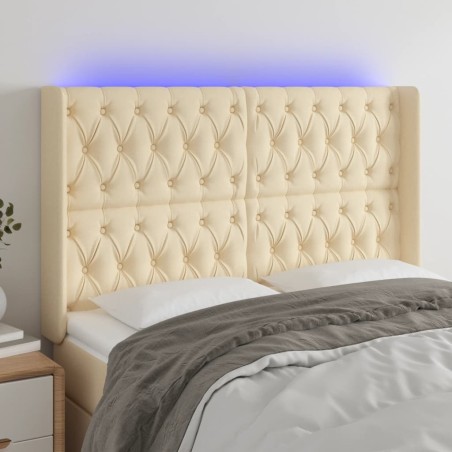 vidaXL Testiera a LED Crema 163x16x118/128 cm in Tessuto