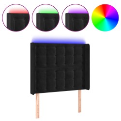 vidaXL Testiera a LED Nera 83x16x118/128 cm in Velluto