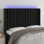 Testiera a LED Nera 147x16x118/128 cm in Velluto Testiera a LED Nera 147x16x118/128 cm in Velluto