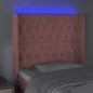 Testiera a LED Nera 93x16x118/128 cm in Velluto Testiera a LED Nera 93x16x118/128 cm in Velluto