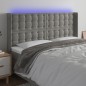 Testiera a LED Grigio Chiaro 163x16x118/128 cm in Velluto Testiera a LED Grigio Chiaro 163x16x118/128 cm in Velluto
