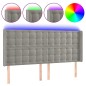 Testiera a LED Grigio Chiaro 163x16x118/128 cm in Velluto Testiera a LED Grigio Chiaro 163x16x118/128 cm in Velluto