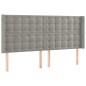 Testiera a LED Grigio Chiaro 163x16x118/128 cm in Velluto Testiera a LED Grigio Chiaro 163x16x118/128 cm in Velluto
