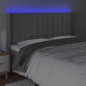 Testiera a LED Grigio Chiaro 163x16x118/128 cm in Velluto Testiera a LED Grigio Chiaro 163x16x118/128 cm in Velluto