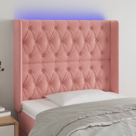 Testiera a LED rosa 103x16x118/128 cm in Velluto