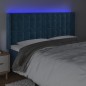 Testiera a LED Blu Scuro 203x16x118/128 cm in Velluto Testiera a LED Blu Scuro 203x16x118/128 cm in Velluto