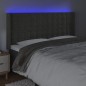 Testiera a LED Grigio Scuro 203x16x118/128cm in Velluto Testiera a LED Grigio Scuro 203x16x118/128cm in Velluto