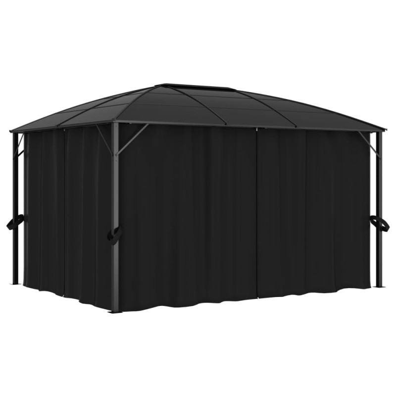 Gazebo con Tende 400x300x265 cm Antracite Gazebo con Tende 400x300x265 cm Antracite
