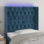 Testiera a LED Blu Scuro 103x16x118/128 cm in Velluto Testiera a LED Blu Scuro 103x16x118/128 cm in Velluto