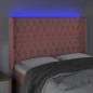 Testiera a LED rosa 147x16x118/128 cm in Velluto Testiera a LED rosa 147x16x118/128 cm in Velluto