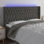 Testiera a LED Grigio Scuro 203x16x118/128cm in Velluto Testiera a LED Grigio Scuro 203x16x118/128cm in Velluto