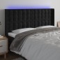 Testiera a LED Nera 203x16x118/128 cm in Velluto Testiera a LED Nera 203x16x118/128 cm in Velluto