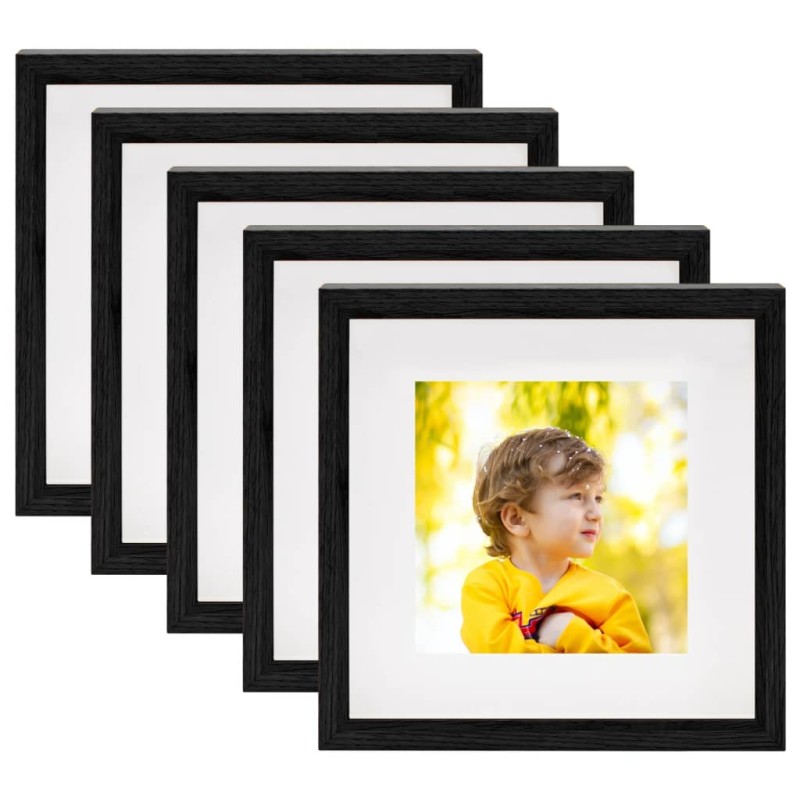 vidaXL Set di Cornici Fotografiche 3D 5pz Nero 23x23cm Foto 13x13cm vidaXL Set di Cornici Fotografiche 3D 5pz Nero 23x23cm Foto 13x13cm