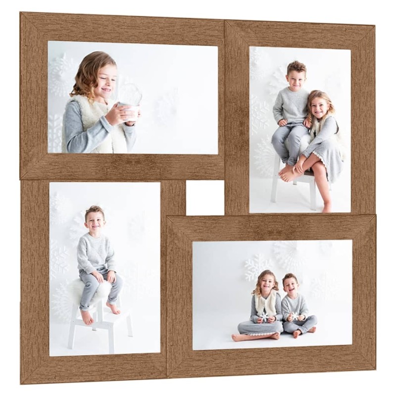 vidaXL Cornice per Collage per 4x(13x18 cm) Foto Marrone Chiaro in MDF vidaXL Cornice per Collage per 4x(13x18 cm) Foto Marrone Chiaro in MDF