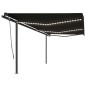 Tenda da Sole Automatica con Sensore Vento e LED 6x3m Antracite Tenda da Sole Automatica con Sensore Vento e LED 6x3m Antracite