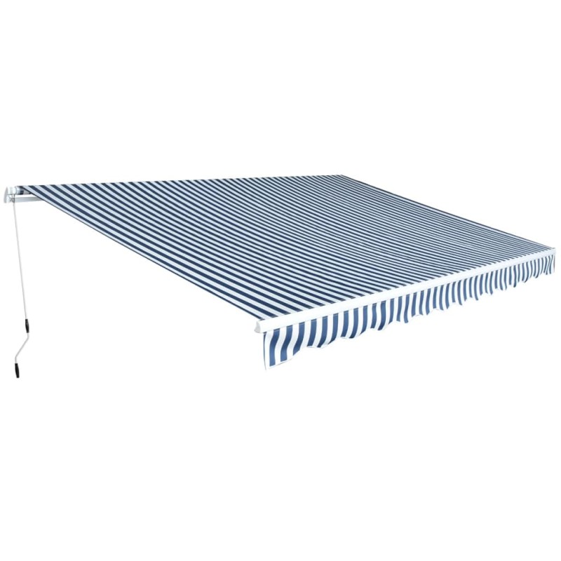 Tenda da Sole Pieghevole Manuale 450 cm Blu/Bianca Tenda da Sole Pieghevole Manuale 450 cm Blu/Bianca
