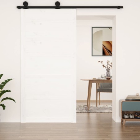 vidaXL Porta del Granaio Bianca 100x1,8x204,5cm Legno Massello di Pino