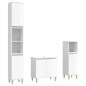 Set Mobili da Bagno 3 pz Bianco Lucido in Legno Multistrato Set Mobili da Bagno 3 pz Bianco Lucido in Legno Multistrato