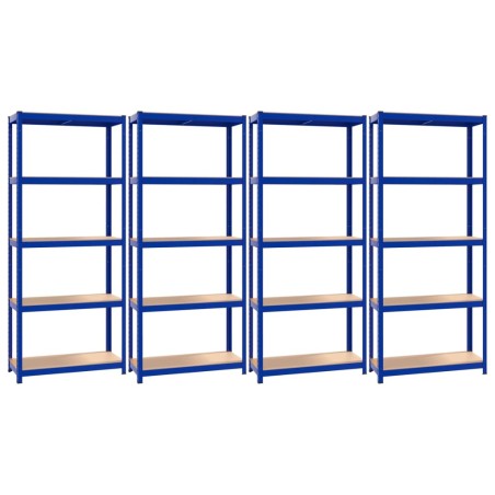 vidaXL Scaffali a 5 Ripiani 4 pz Blu in Acciaio e Legno Multistrato