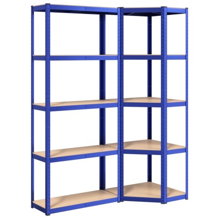 vidaXL Mensole a 5 Ripiani 2pz Blu in Acciaio e Legno Multistrato