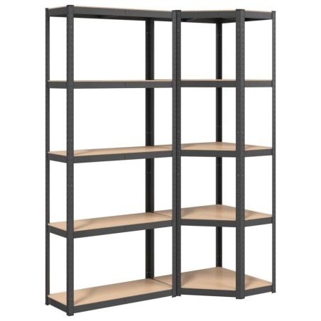 vidaXL Scaffali 5 Ripiani 2 pz Antracite Acciaio e Legno Multistrato