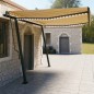 Tenda da Sole Retrattile Manuale con LED 4,5x3 m Gialla Bianca Tenda da Sole Retrattile Manuale con LED 4,5x3 m Gialla Bianca