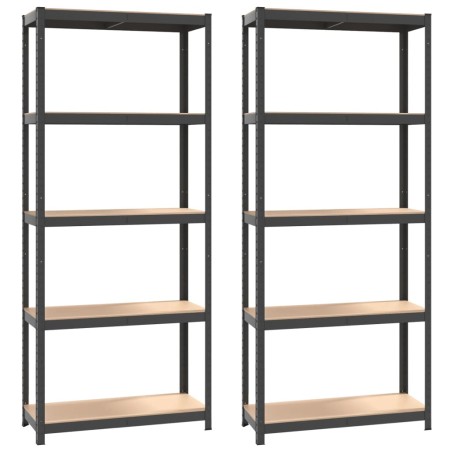 vidaXL Scaffali 5 Ripiani 2 pz Antracite Acciaio e Legno Multistrato