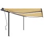 Tenda da Sole Retrattile Manuale con LED 4,5x3 m Gialla Bianca Tenda da Sole Retrattile Manuale con LED 4,5x3 m Gialla Bianca