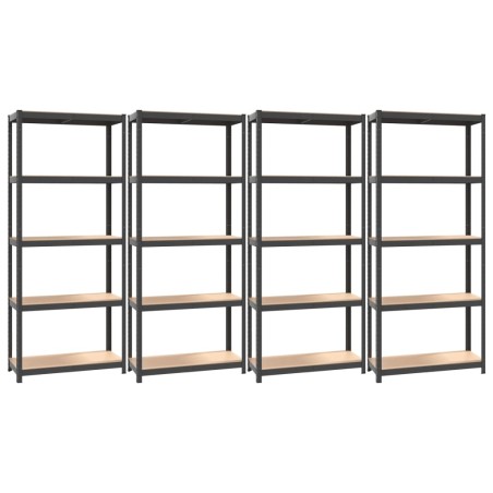 vidaXL Scaffali 5 Ripiani 4pz Antracite in Acciaio e Legno Multistrato