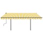 Tenda da Sole Retrattile Manuale con LED 4,5x3 m Gialla Bianca Tenda da Sole Retrattile Manuale con LED 4,5x3 m Gialla Bianca