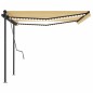 Tenda da Sole Retrattile Manuale con LED 4,5x3 m Gialla Bianca Tenda da Sole Retrattile Manuale con LED 4,5x3 m Gialla Bianca