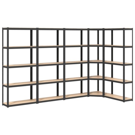 vidaXL Scaffali 5 Ripiani 5pz Antracite in Acciaio e Legno Multistrato