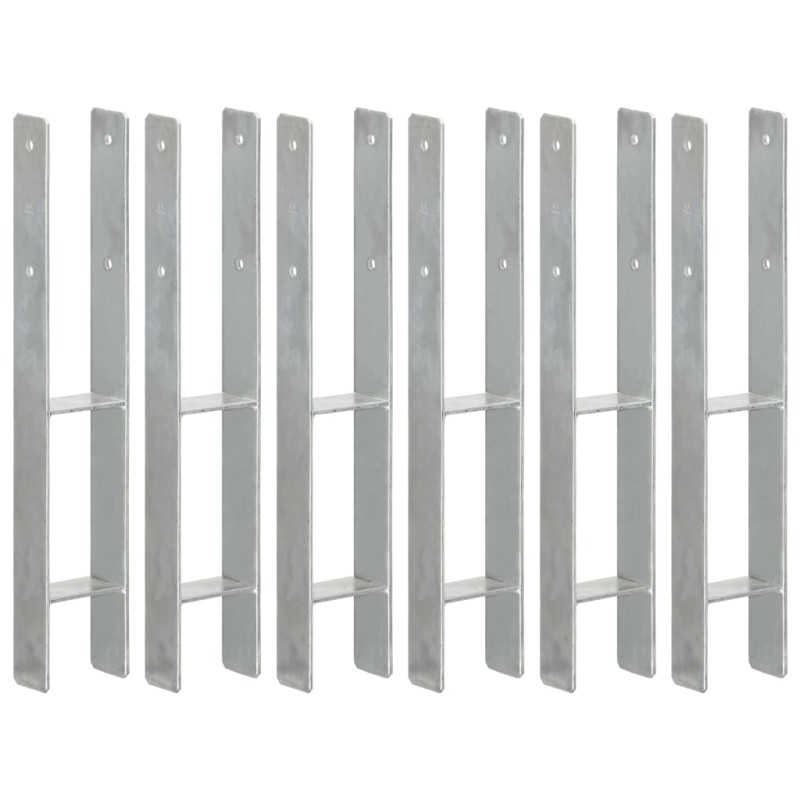 Picchetti per Recinzione 6 pz Argento 9x6x60 cm Acciaio Zincato Picchetti per Recinzione 6 pz Argento 9x6x60 cm Acciaio Zincato