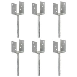 Picchetti per Recinzione 6 pz Argento 8x6x30 cm Acciaio Zincato