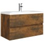 Mobile Bagno con Lavabo Integrato Rovere Fumo Legno Multistrato Mobile Bagno con Lavabo Integrato Rovere Fumo Legno Multistrato