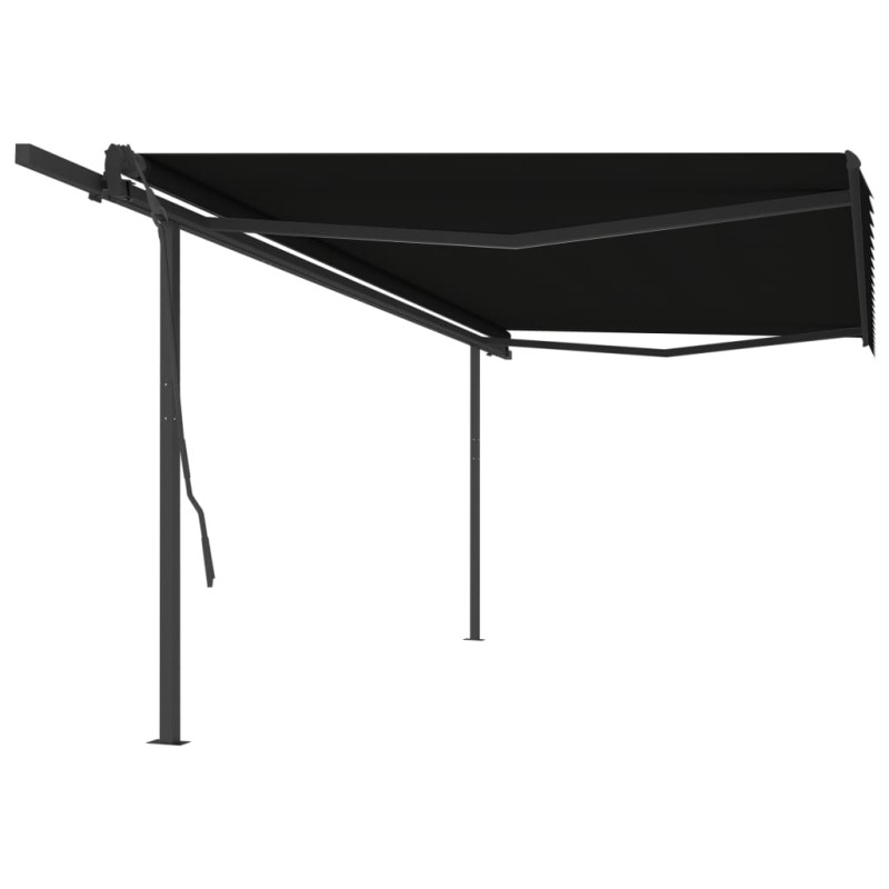 Tenda da Sole Retrattile Automatica con Pali 5x3,5 m Antracite Tenda da Sole Retrattile Automatica con Pali 5x3,5 m Antracite
