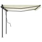 Tenda Automatica con Sensore Vento e LED 4,5x3 m Crema Tenda Automatica con Sensore Vento e LED 4,5x3 m Crema