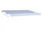 vidaXL Tenda Automatica con Sensore Vento e LED 450x350 cm Blu Bianca vidaXL Tenda Automatica con Sensore Vento e LED 450x350 cm Blu Bianca