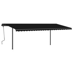 vidaXL Tenda da Sole Retrattile Automatica con Pali 6x3,5 m Antracite