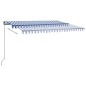 vidaXL Tenda Automatica con Sensore Vento e LED 450x350 cm Blu Bianca vidaXL Tenda Automatica con Sensore Vento e LED 450x350 cm Blu Bianca