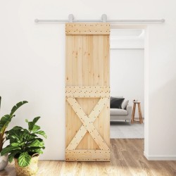 vidaXL Porta Scorrevole con Set Hardware 70x210 cm Legno Massello Pino