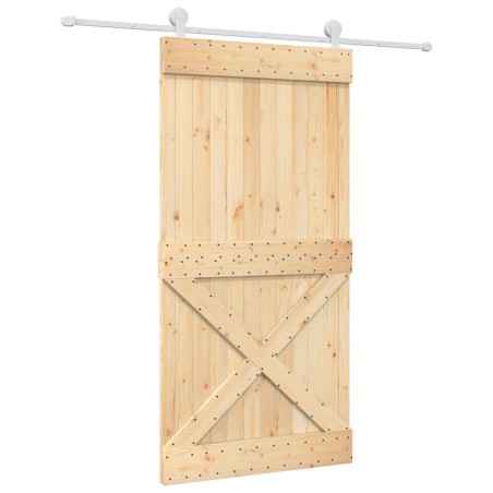 vidaXL Porta Scorrevole con Set Hardware 100x210cm Legno Massello Pino