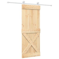 vidaXL Porta Scorrevole con Set Hardware 80x210 cm Legno Massello Pino